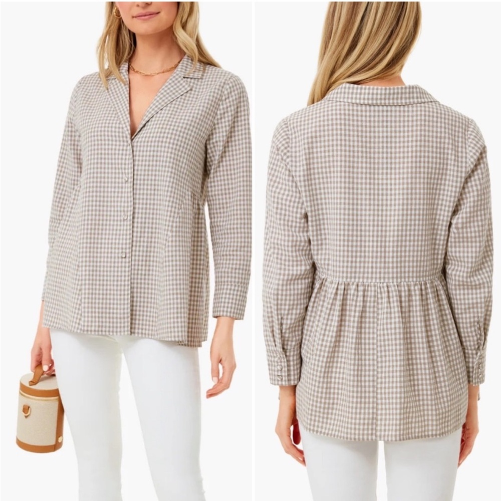 NWOT: Tuckernuck Sandwhisp Gingham Scarlett Button Down. Beachwood size S.